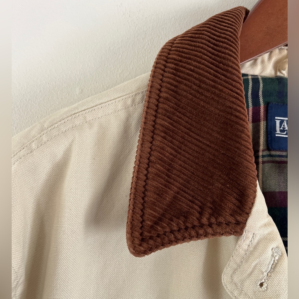Lands End Vintage Beige Canvas Corduroy Trim Barn Jacket | Size Large - Picture 5 of 11